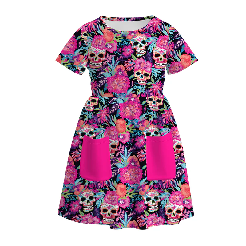 Custom moq 5 each style eta 6-7weeks baby girl short sleeve shorts set and dress and adult pants