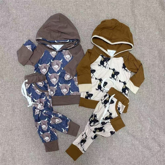 RTS NO MOQ Sibling Baby boys clothes hooded Long Sleeve Pants Sets