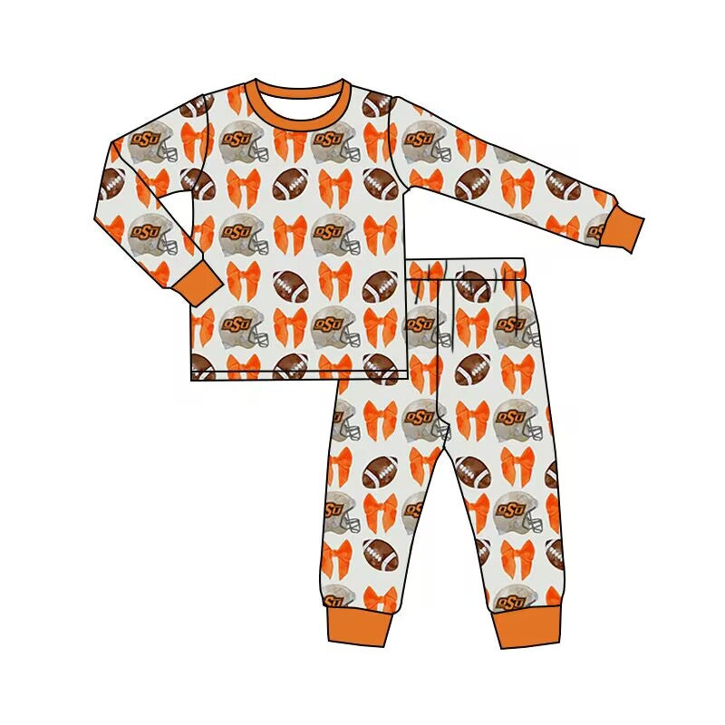 Custom moq 3 tat about 6-8 weeks bow orangeLong-sleeved and long-pants suit