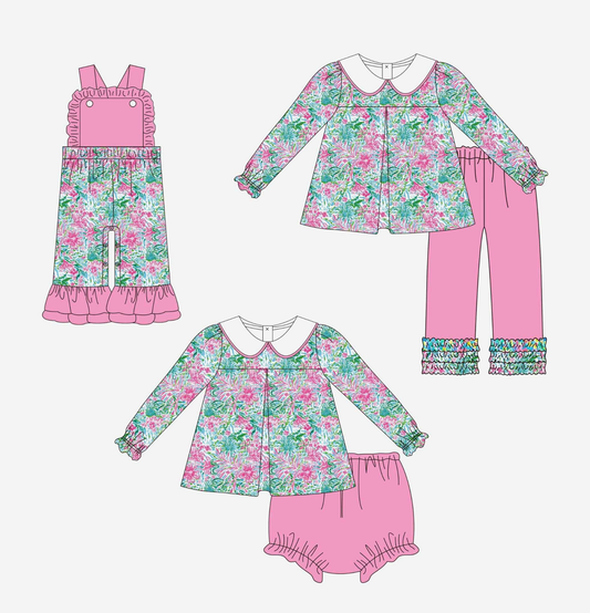 Custom moq 5 each style eta 6-7weeks baby girl clothes floral long sleeve pants set and briefs sets and jumpsuit-25.8.4