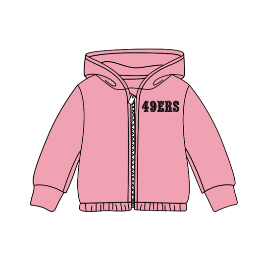 Custom moq 5 mix size milk silk baby girls clothes team pink hooded long sleeve top-25.8.2