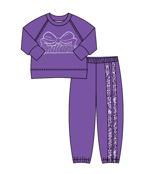 Custom moq 5 mix size milk silk summer teams baby boy clothes purple long sleeve pants sets-25.8.25