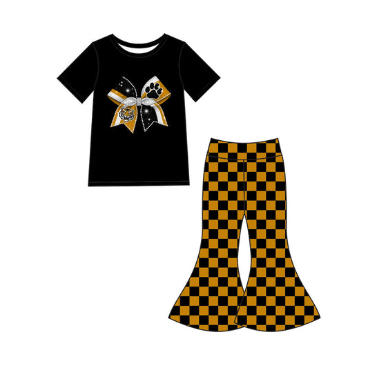 Custom moq 5 mix size eta 6-8weeks milk silk summer teams bow black baby girl clothes short sleeve pants sets-25.10.24
