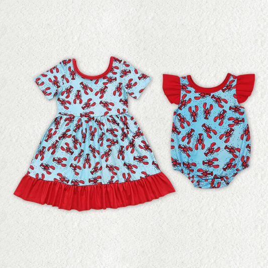 RTS NO MOQ Baby Girls Crawfish Rompers Dresses