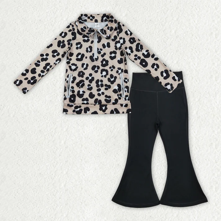 RTS NO MOQ Sibling Baby Girl Yoga Floral bow Long Sleeve Trousers Sets