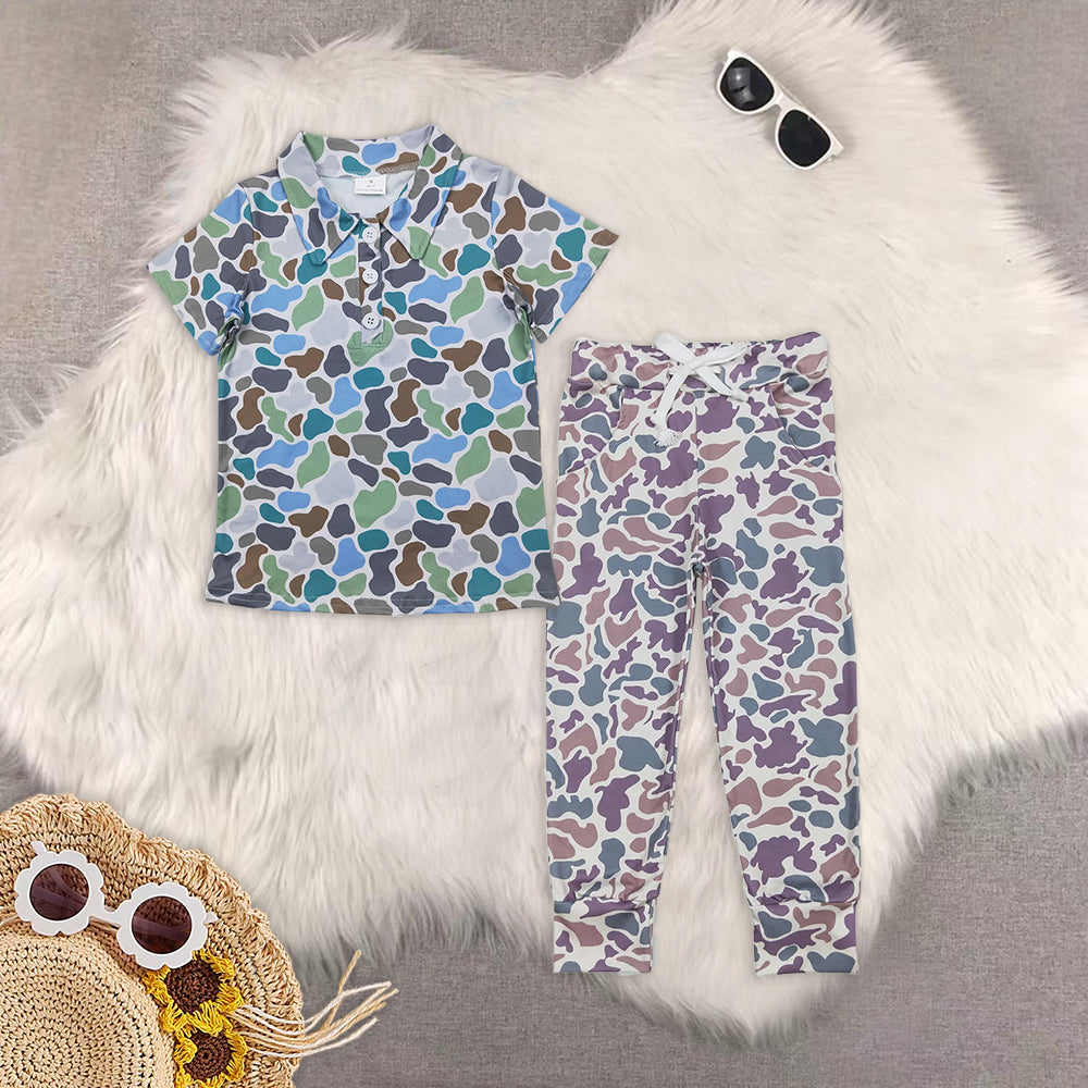 RTS NO MOQ baby boy clothes camouflage short sleeve pants Sets
