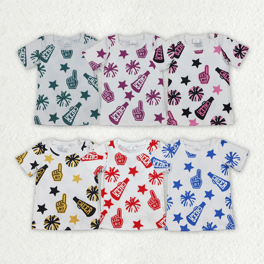 RTS NO MOQ Sibling baby girl clothes cheers short-sleeved tops