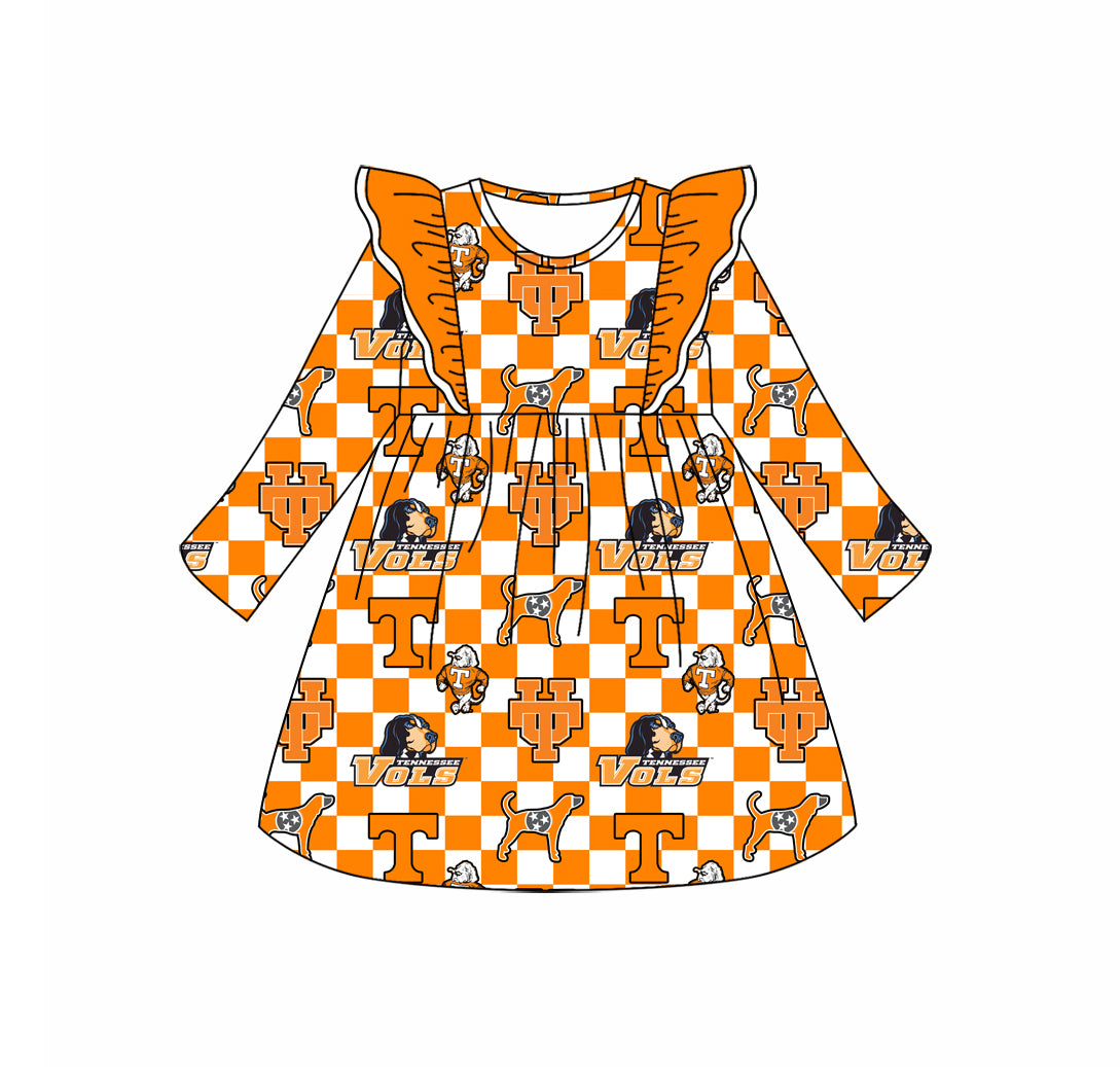 Custom moq 3 eat about 6-8 weeks orange   Long Sleeve Skirt Team Sports Girls dress
