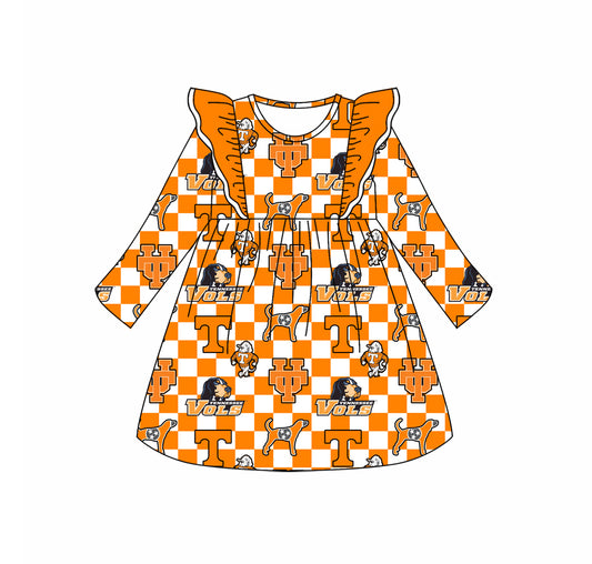 Custom moq 3 eat about 6-8 weeks orange   Long Sleeve Skirt Team Sports Girls dress