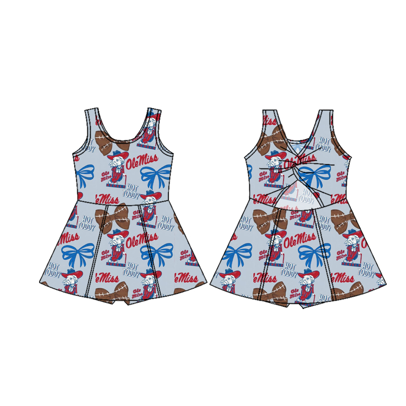 Custom moq 5 mix size milk silk summer teams baby girls clothes team bow blue sleeveless skirts sets and dress 3 and skirts-25.8.21