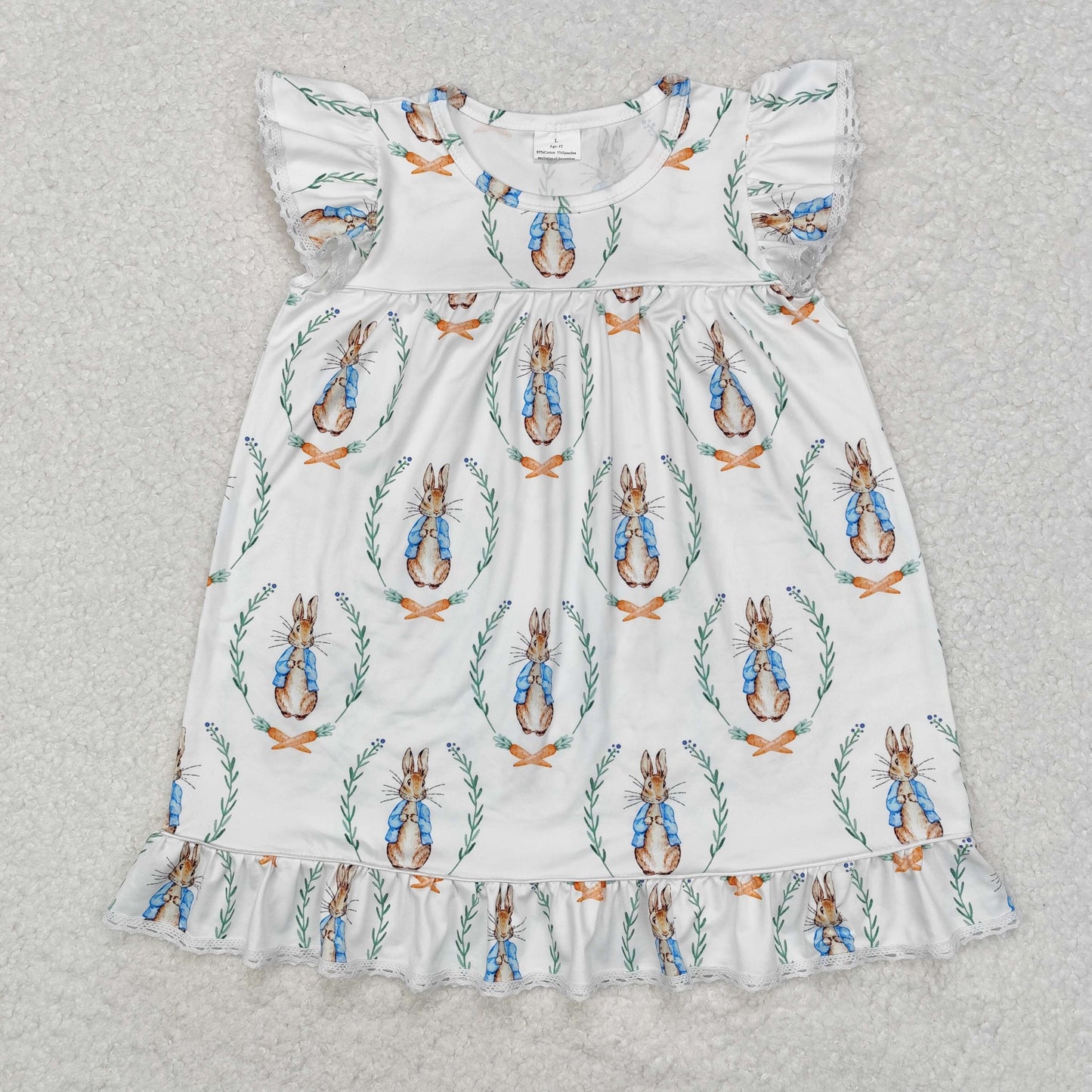 RTS NO MOQ ETA 5/7days Arrived GSD1458 Easter bunny white flying sleeve dress