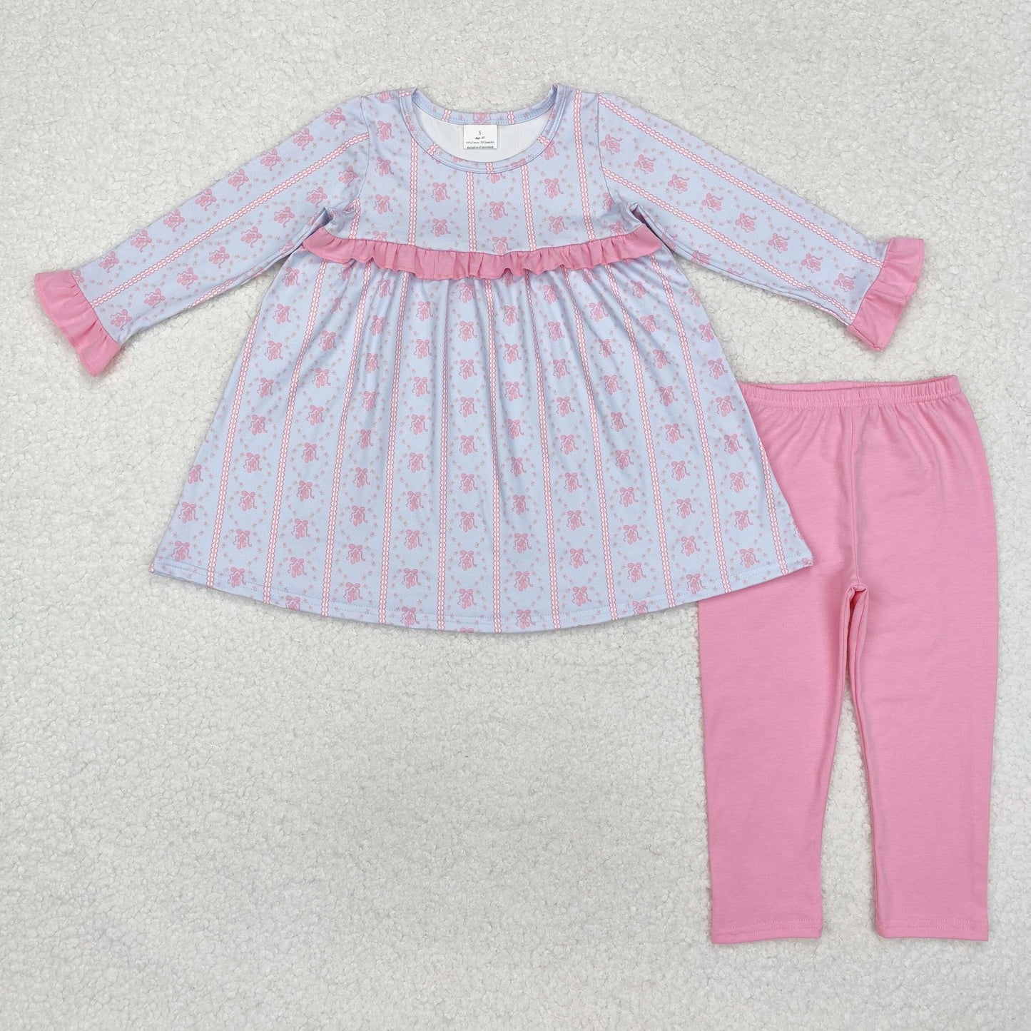 RTS NO MOQ ETA 5/7days Arrived GLP2145 Ballet Shoes Flower Pink Lace Blue Long Sleeve Pants Set