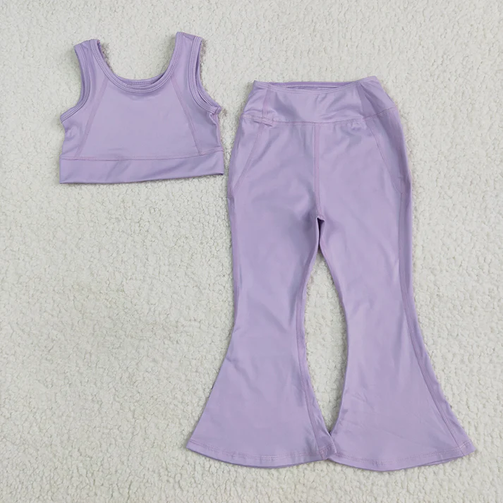 RTS NO MOQ baby girl clothes Solid red sleeveless pants yoga set