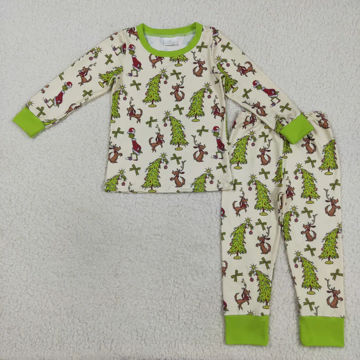 RTS NO MOQ Sibling Baby Girls Boys clothes Christmas long Sleeve Pants pajamas Sets