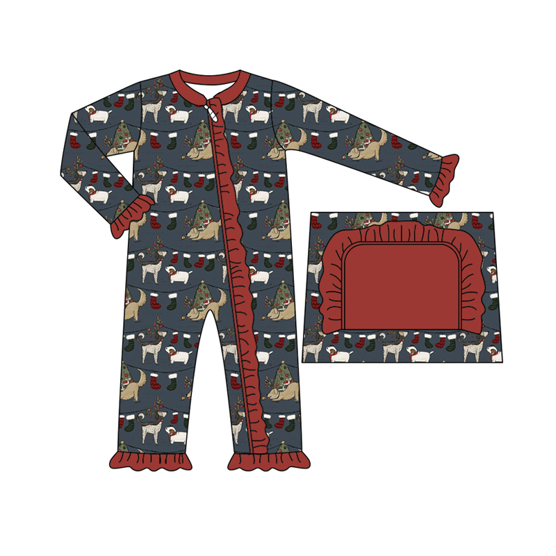 Custom moq 5 each style eta 6-7weeks baby girl clothes Christmas long sleeve pants set 2 and rompers 2 and adult pants-25.8.5