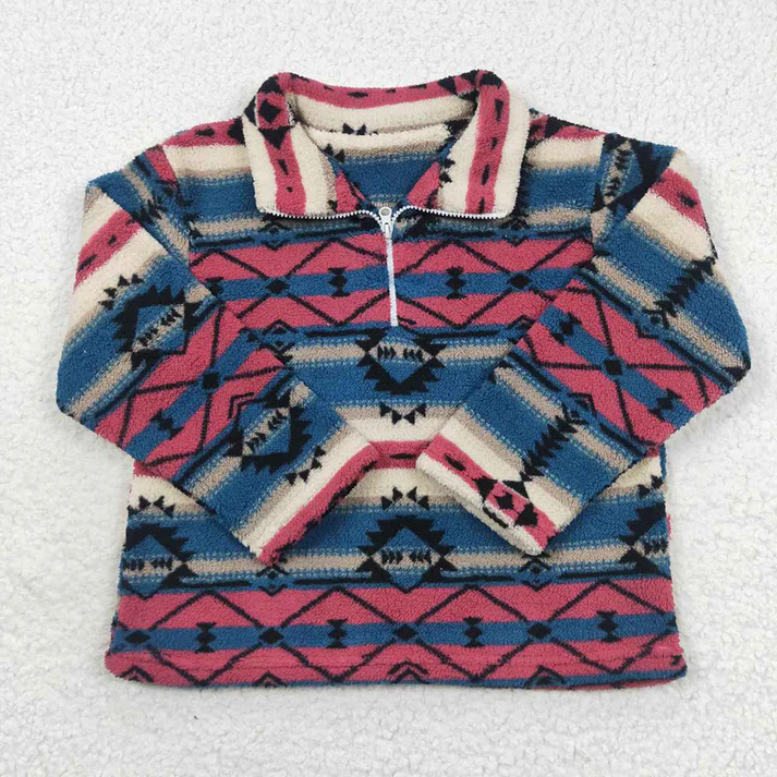 RTS NO MOQ Baby Girls Plush Zipper Pullover Long Sleeve Jacket
