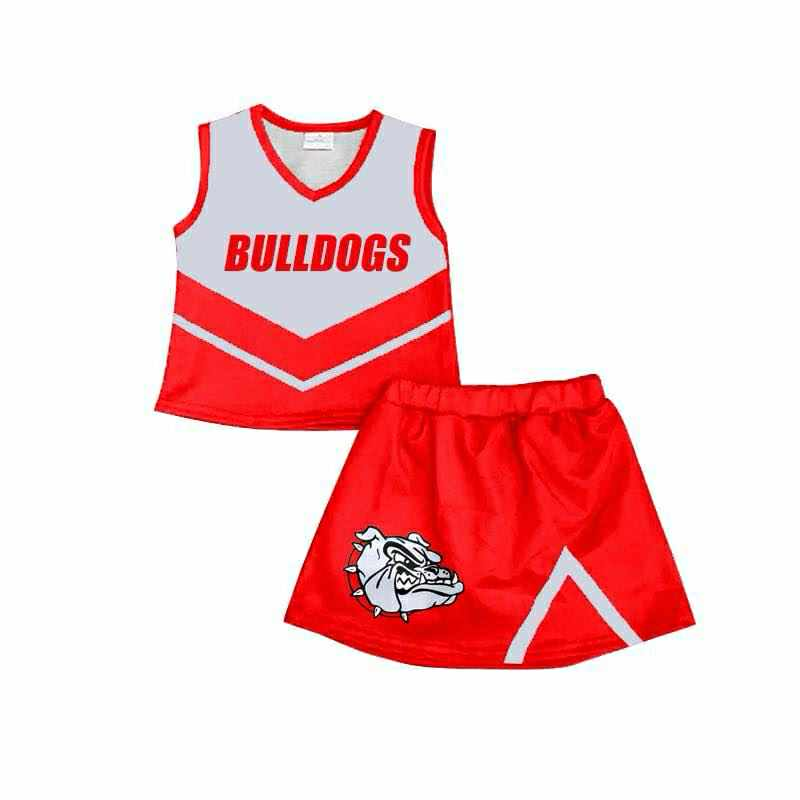 Custom moq 5 mix size milk silk eta 6-8weeks summer teams brick red baby girls clothes team sleeveless skirts shorts sets cheer sets