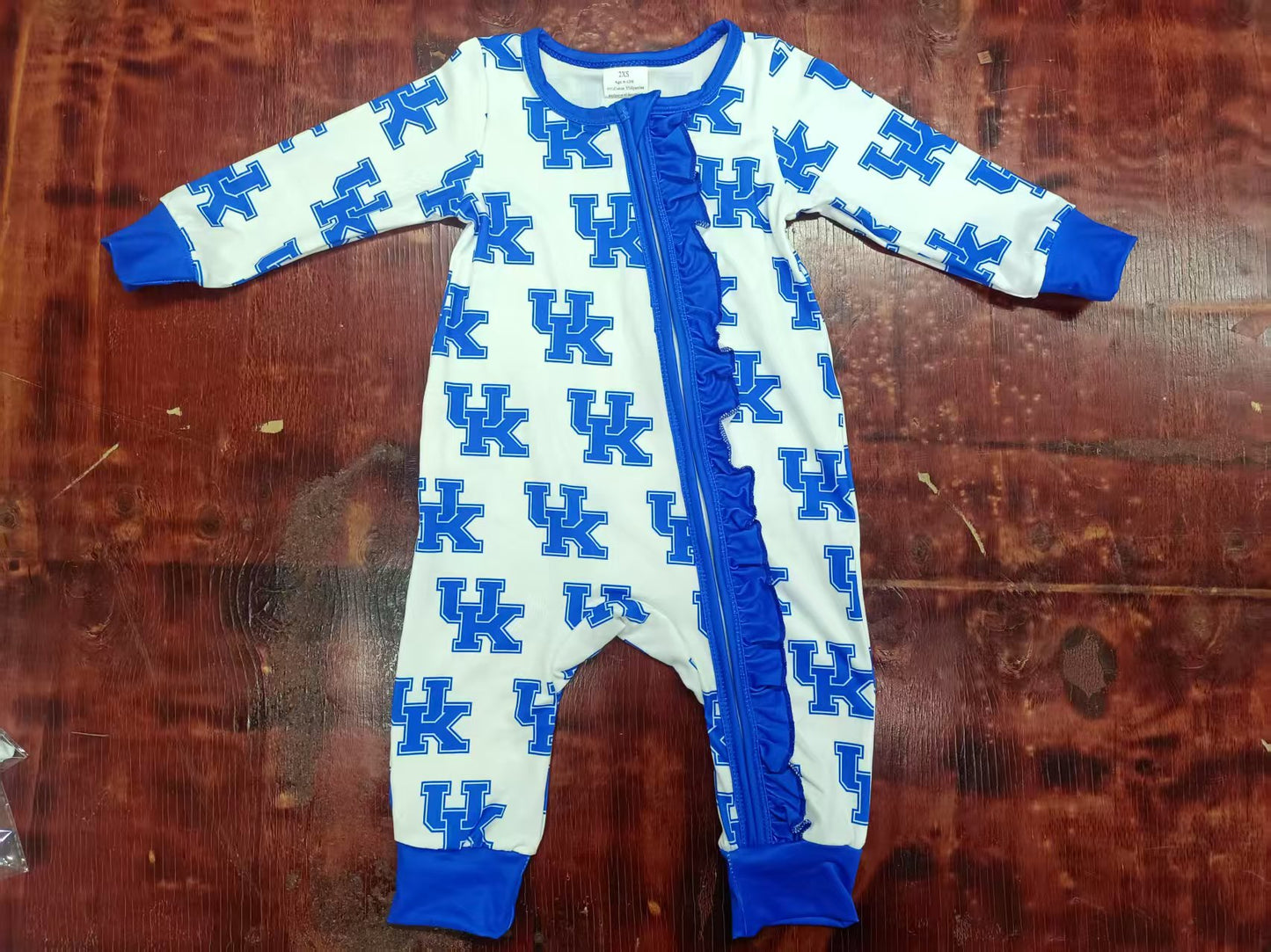 Custom moq 3 eta 6-7weeks baby girl clothes team blue long sleeve romper-25.4.30