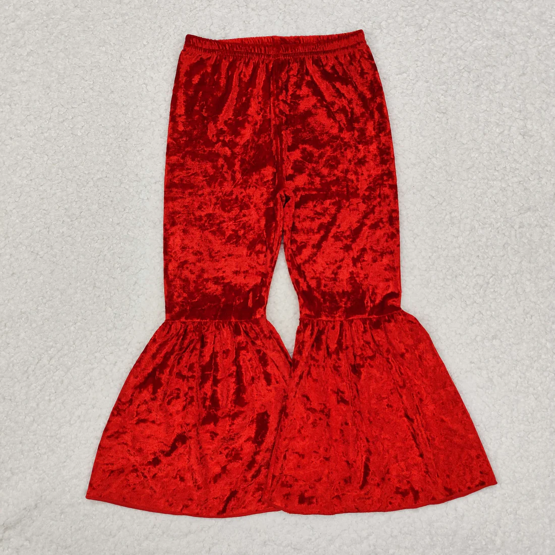 RTS NO MOQ Sibling baby girls clothes Solid color cotton velvet flared pants