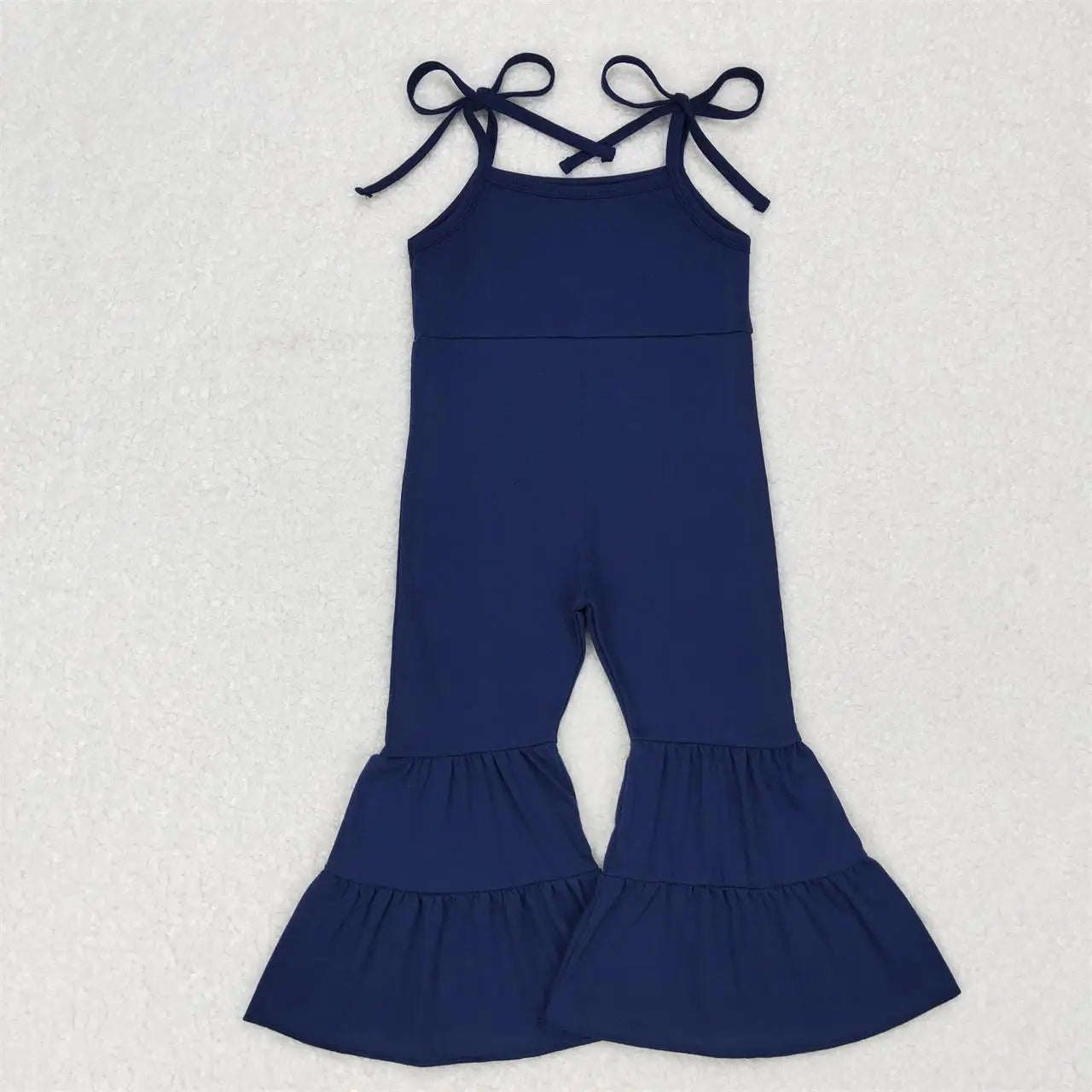 RTS NO MOQ Baby Girls Cotton Suspender Double Lace Flared Overalls