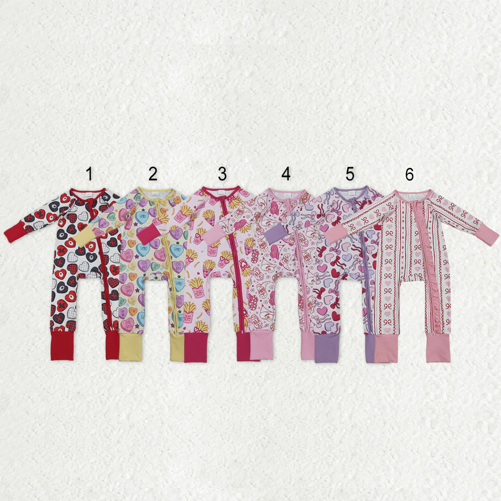 RTS NO MOQ Sibling Baby girls clothes Valentine love long-sleeve rompers