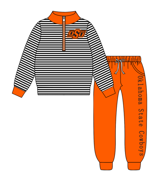 Custom moq 5 mix size milk silk summer teams baby boy clothes orange long sleeve pants sets-25.8.25