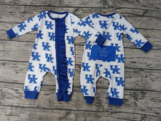 Custom moq 5 mix size milk silk baby boys clothes team blue long sleeve romper 2-25.8.5