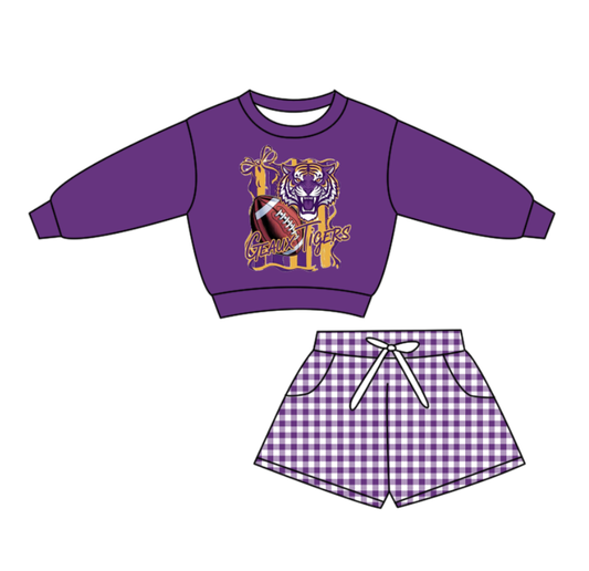 Custom moq 5 mix size milk silk summer teams baby boys clothes purple long sleeve shorts sets-25.10.28