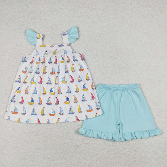 GSSO0645 Sailing white flying sleeve blue shorts suit