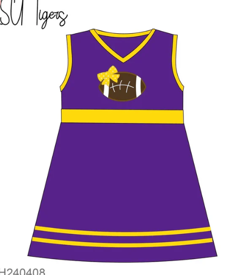 Deadline August 21 custom no moq  eta 6-7weeks sports purple and yewllow dress