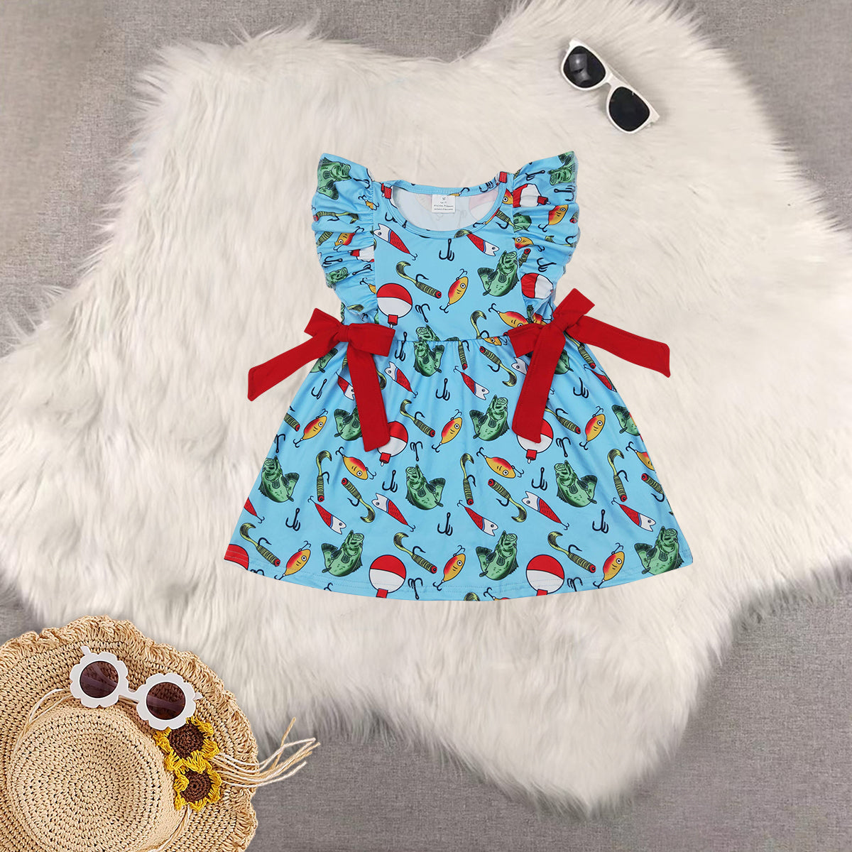 RTS Boys and girls fishing Short Sleeve Shorts sets dress romper tops