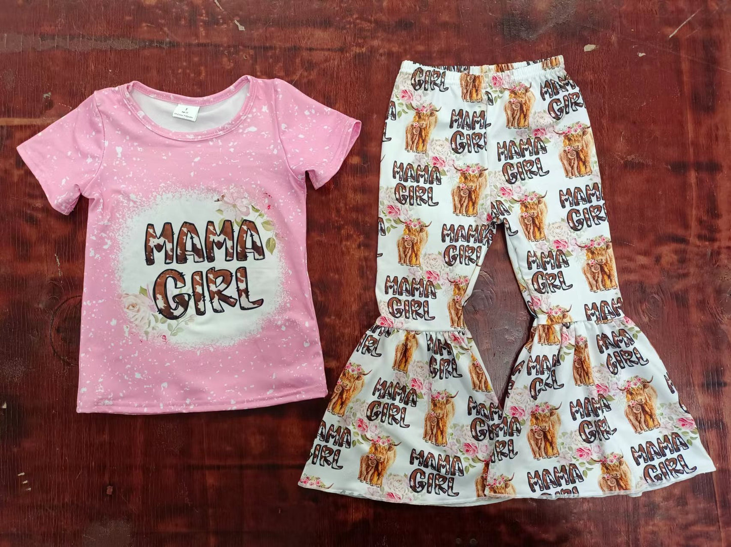 custom moq 5 eta 5weeks mix size Girls MAMA GIRLS short sleeve pants Suit