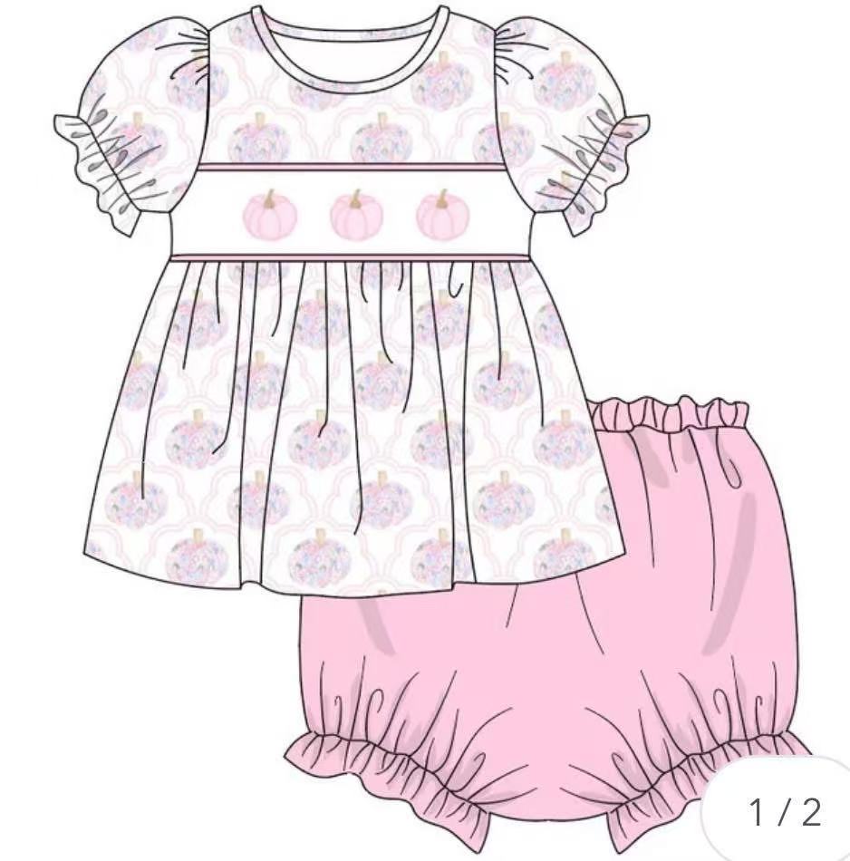 Custom moq 5 each style eta 6-7weeks baby girl clothes pumpkin short sleeve pants set 2 and brief set and rompers-25.8.9