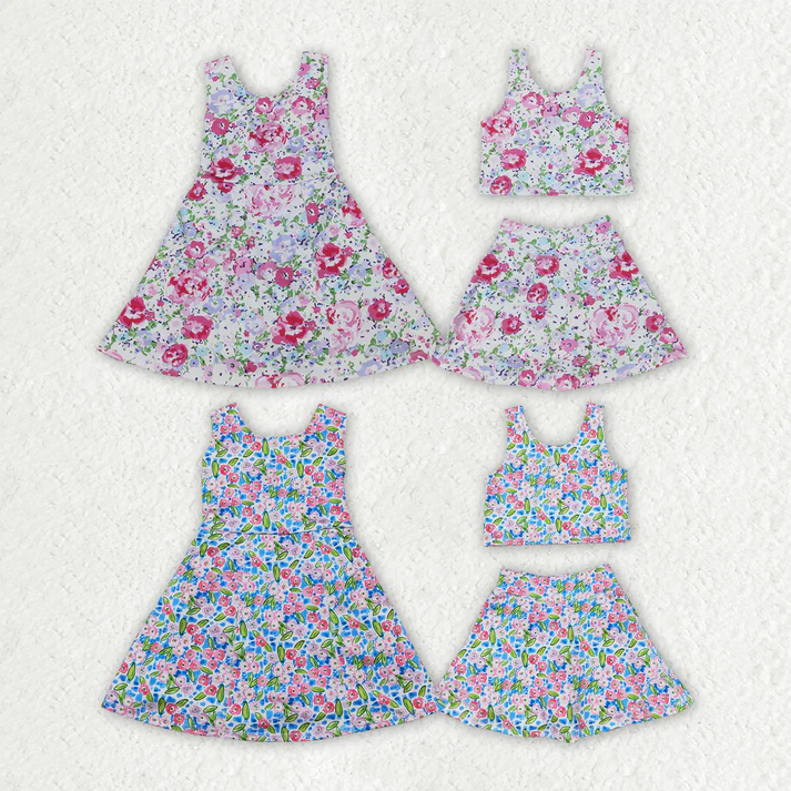 RTS NO MOQ Girls clothes yoga short sleeve Clothes Sets dress
