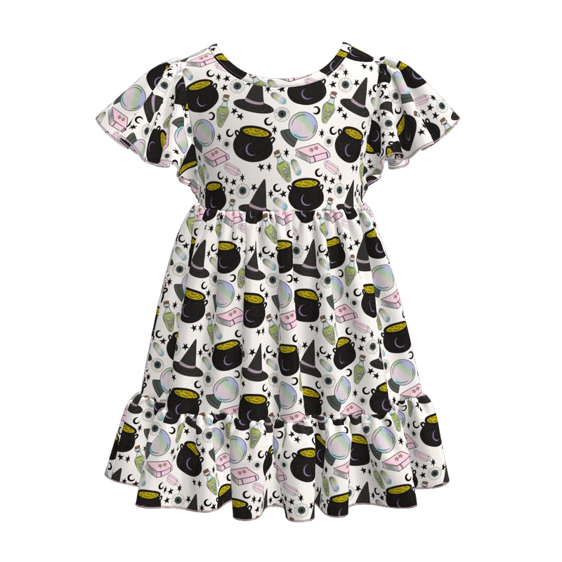 Custom moq 5 each style eta 6-7weeks halloween baby girl short sleeve dress and adult dress-25.7.16