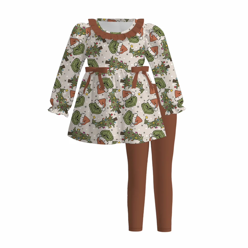 Custom moq 5 each style eta 6-7weeks baby girl clothes Christmas long sleeve pants sets 1 and sets 6-25.7.16