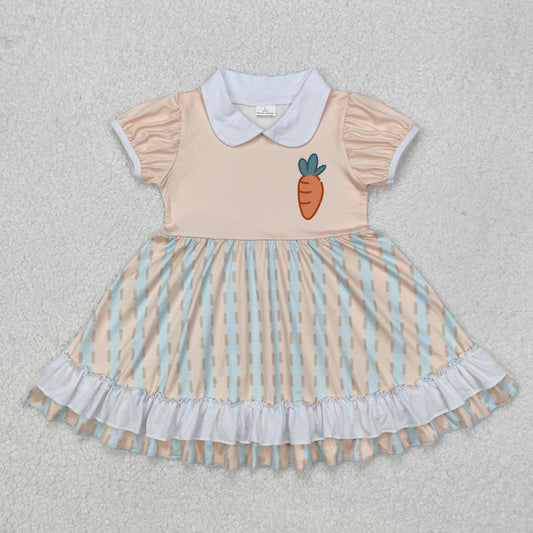 RTS NO MOQ ETA 5/7days Arrived GSD1566 Easter carrot lace doll collar striped orange short-sleeved dress
