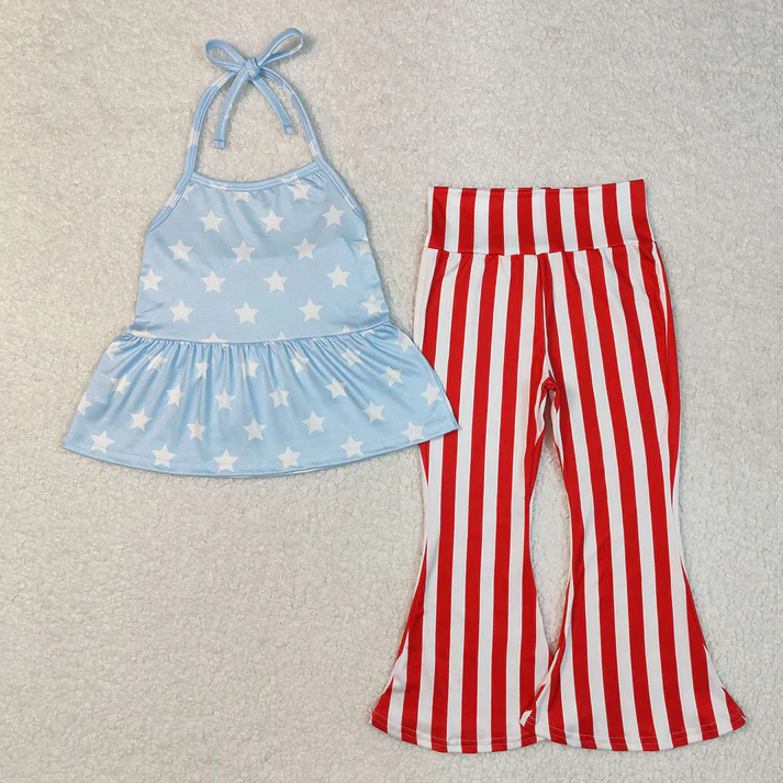 RTS NO MOQ Boys girl 4th of july short-sleeved shirt pants clothing sets