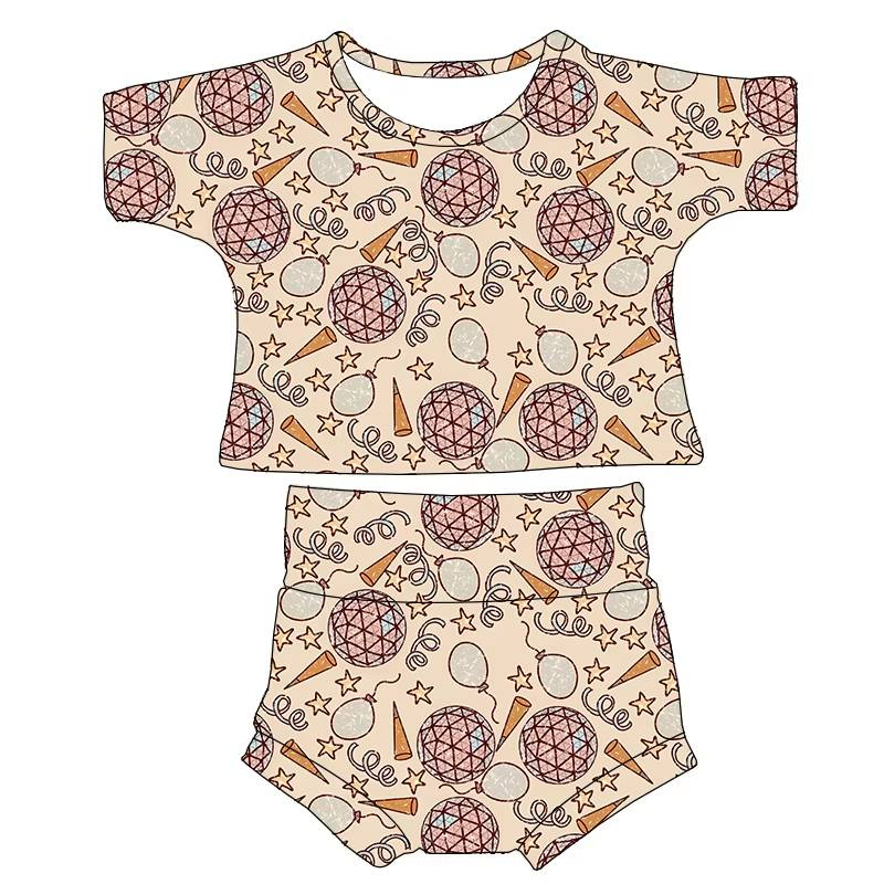 Custom moq 5 each style eta 6-7weeks baby girl clothes short sleeve briefs set 6-25.7.28