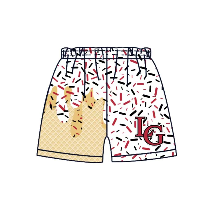 Custom moq 5 mix size milk silk baby girls clothes team Ice cream long-sleeved hoodie and shorts