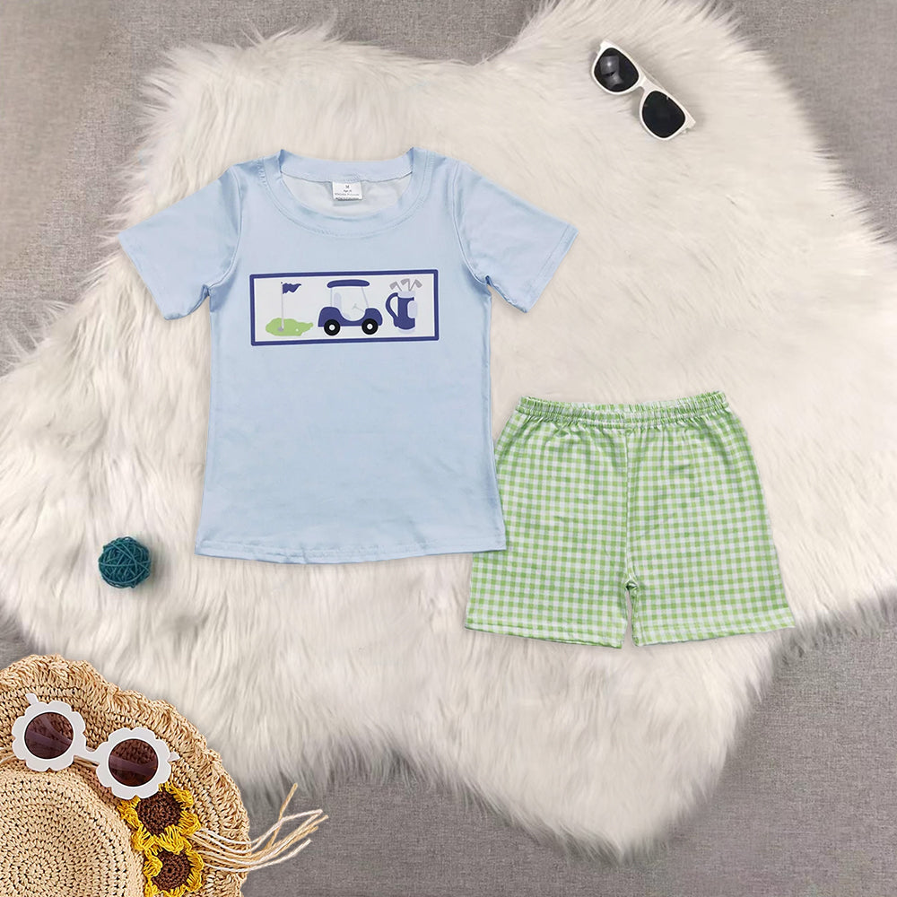 RTS NO MOQ Embroidery short-sleeved shorts suit & short-sleeved sets and romper