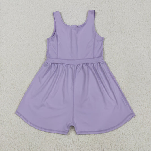 RTS NO MOQ SR3020 Solid blue and purple yoga sleeveless jumpsuit
