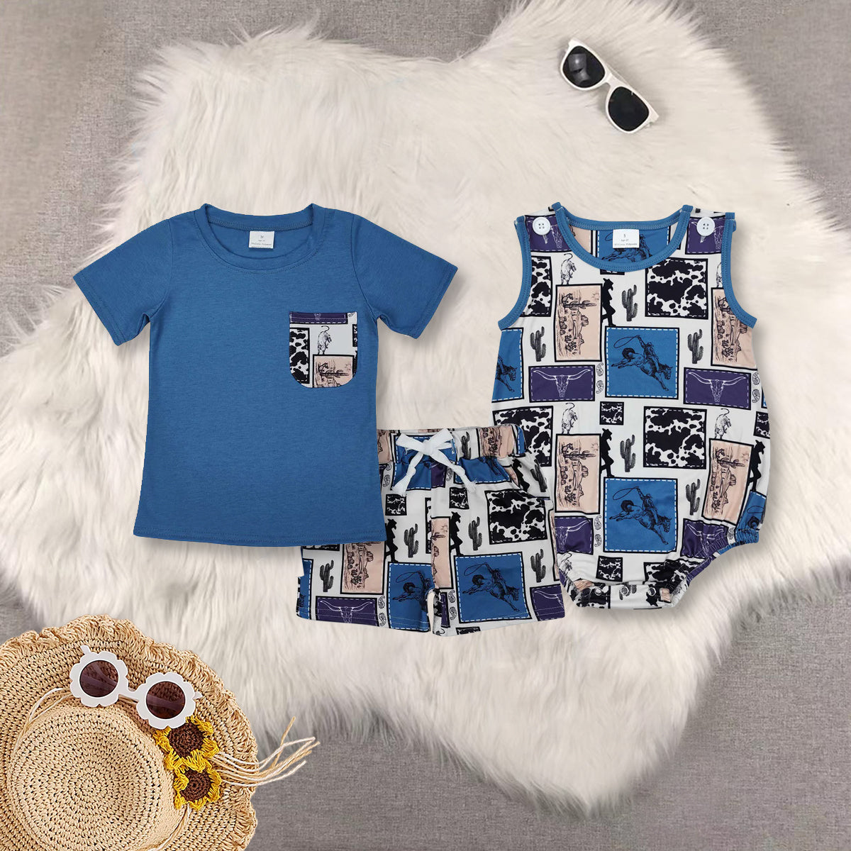 RTS NO MOQ baby Boys short sleeve Clothes Sets and romper
