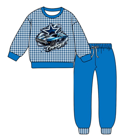 Custom moq 8 mix size milk silk summer teams baby girl clothes blue long sleeve pants sets-25.9.29