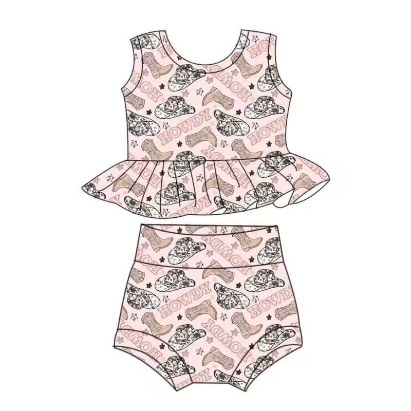 custom moq 3 eta 4-5weeks baby girls clothes boots hats sleeveless briefs summer sets