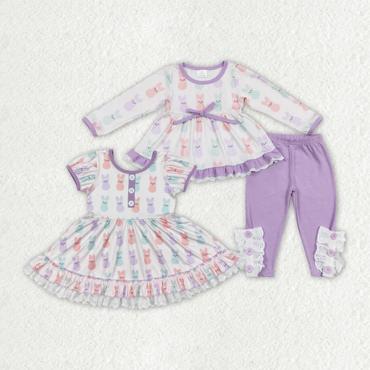 RTS NO MOQ Easter short-sleeved dress and long-sleeved pants set