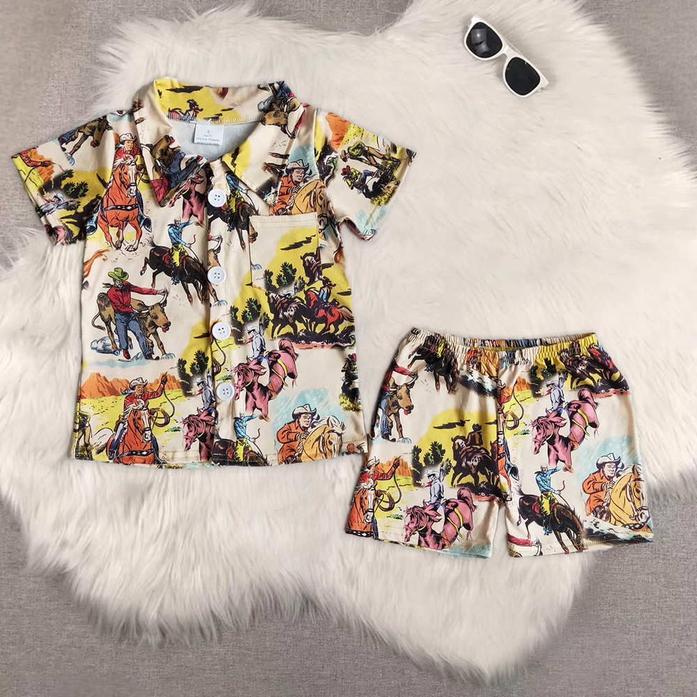 RTS NO MOQ Sibling Baby boy clothes Short Sleeve shorts Suits