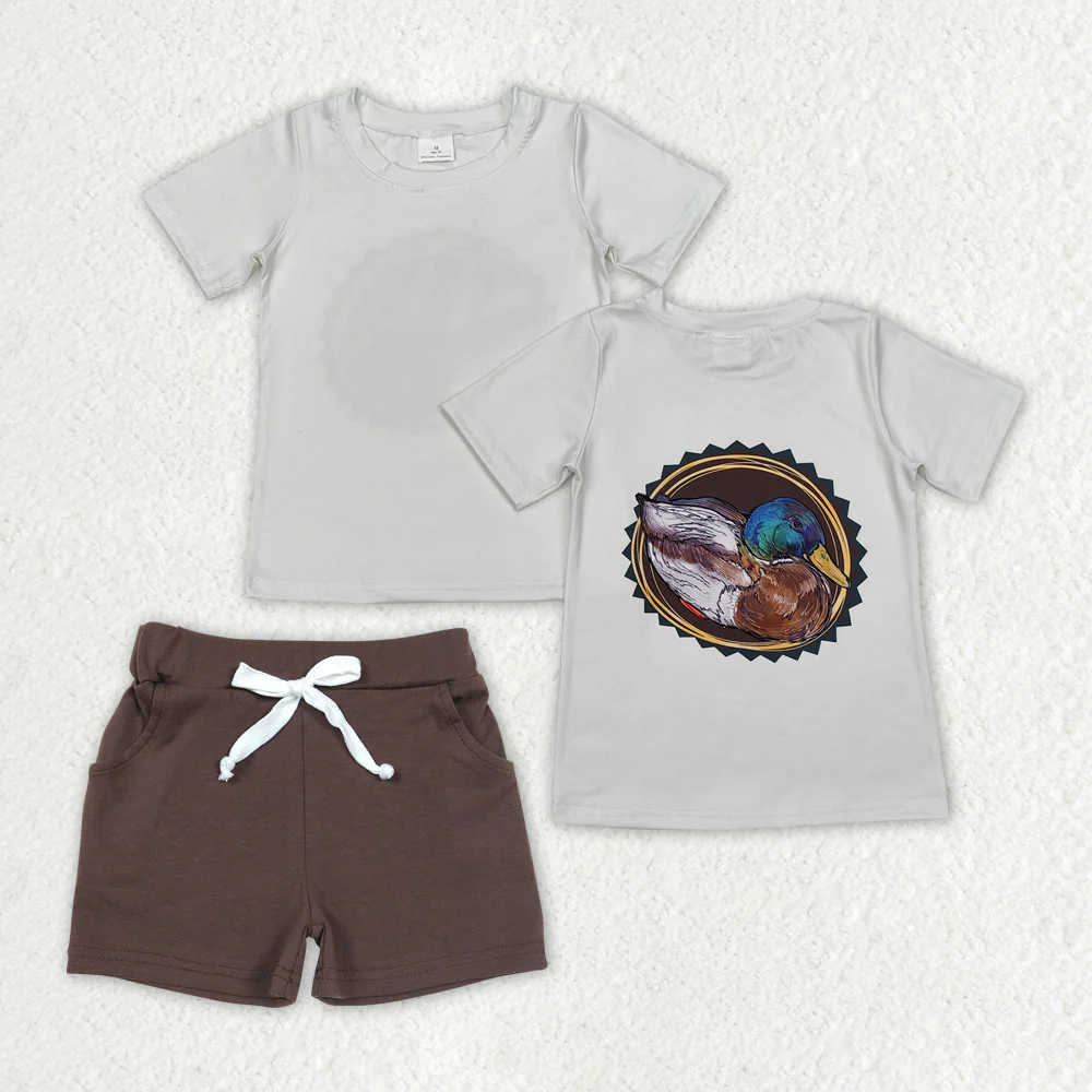 RTS NO MOQ Sibling Baby boy clothes duck camouflage Short Sleeve shorts Suits