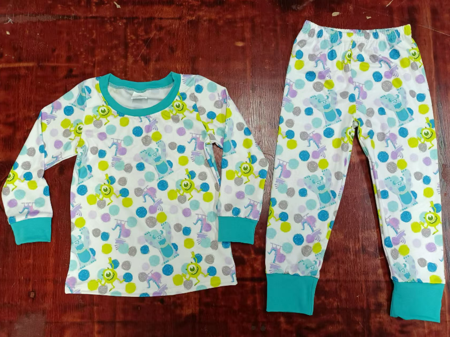 Custom moq 3 eta 6-7weeks Green One-Eyed Monster Pattern Blue Long Sleeve Suit