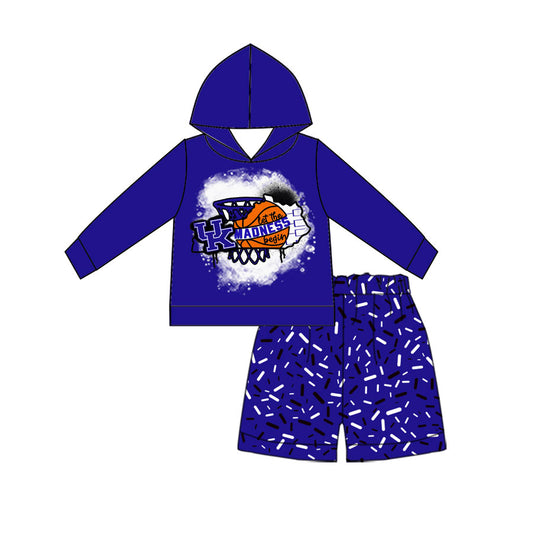 Custom moq 5 mix size milk silk summer teams baby boys clothes bow blue hooded long sleeve shorts sets-25.10.22